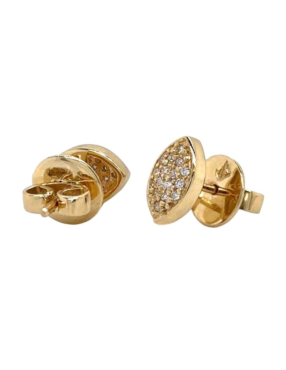 Broqueles ovalados IDC de oro amarillo 14 K con acabado brillante diamante